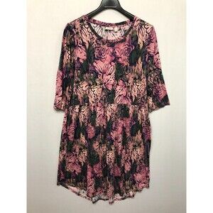 Logo by Lori Goldstein Women 3/4 Sleeve Dress Size XL X-Large Floral B300 -11